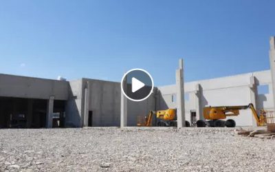 Nuovo store Eurospin: quasi completata la disposizione degli elementi prefabbricati, la struttura prende forma!